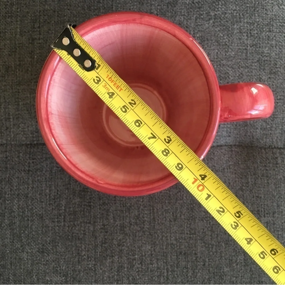 Festive, Colorful, Red Striped Ceramic Mug, 12 oz